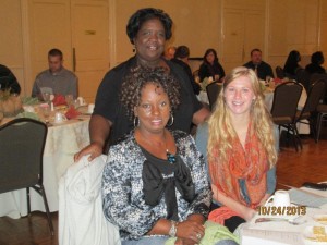 Gwen Brown (top) at NDEAM Awards Luncheon with Carolyn Agee (left) and Dana Ullrich (right)
